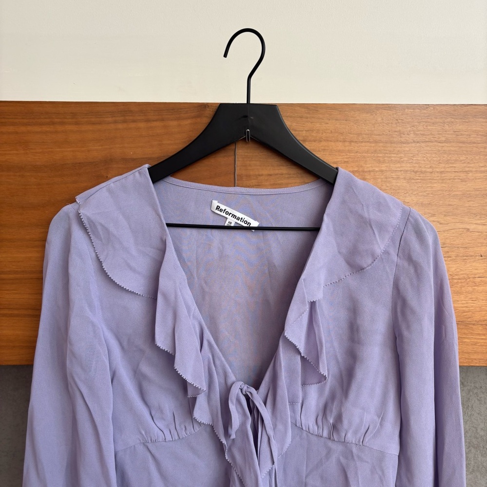 Reformation Lavender Ruffle Blouse - Picture 4 of 15